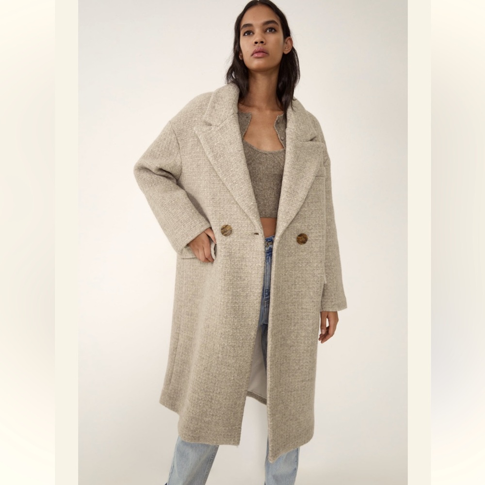 Zara Beige Wool Blend Coat